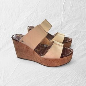 Sam Edelman cork wedge slide sandals